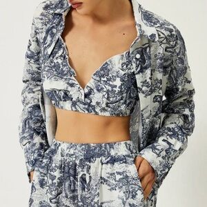 COMMENSE Oblique patterned bralette cropped top. M